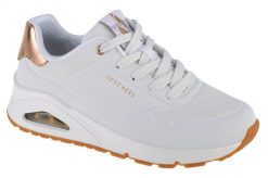 Buty sportowe Sneakersy damskie, Skechers Uno-Golden Air. Białe obuwie sportowe damskie Skechers, bez wzorów, z materiału, trekkingowe. Za 414.00 zł.