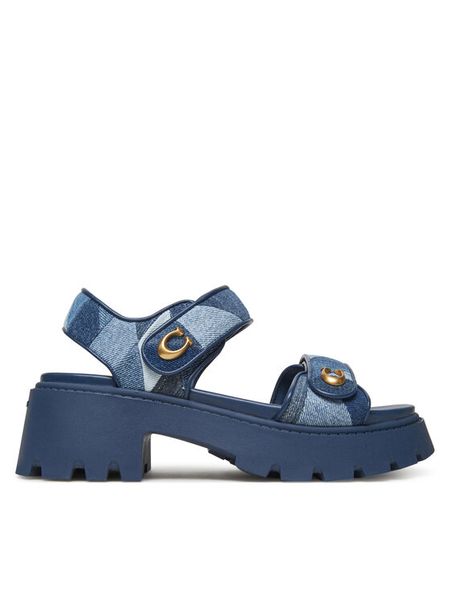 Coach Sandały Brynn CAR59 Niebieski. Niebieskie sandały damskie Coach, bez wzorów, z materiału, bez obcasa, na płaskiej podeszwie, bez zapięcia. Za 879.99 zł.