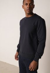Granatowa Bluza o Klasycznym Kroju z Bawełną Merinne. Niebieskie bluzy męskie Born2be, l, bez wzorów, z bawełny, bez kaptura. Za 89.99 zł.