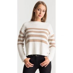 Sweter z rozcięciem. Brązowe swetry damskie Patrizia Pepe, m, z aplikacjami, bez kołnierzyka, bez ramiączek, bez kaptura. Za 307.60 zł.