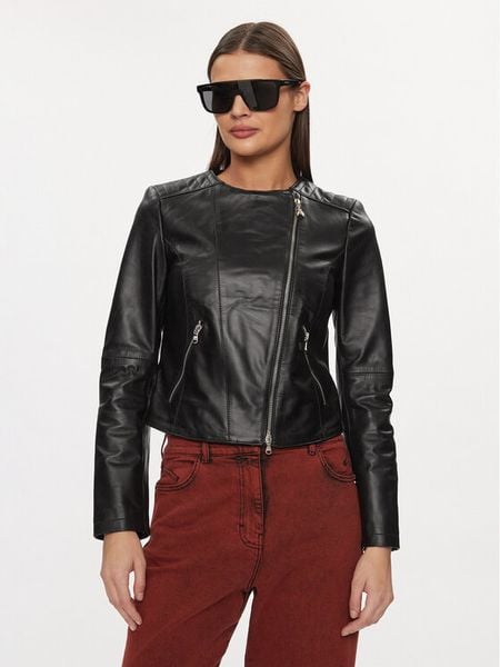 Patrizia Pepe Kurtka skórzana CO0361/L1HZ-K103 Czarny Regular Fit. Czarne kurtki damskie Patrizia Pepe, l, bez wzorów, ze skóry, bez kaptura. Za 1,609.00 zł.