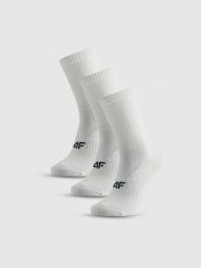 4F Skarpetki długie (3-pack) damskie - białe 39-42. Białe skarpety damskie 4f, bez wzorów, z bawełny. Za 59.99 zł.