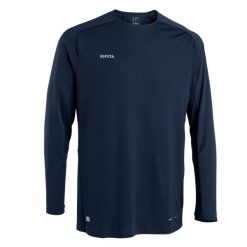 Koszulka do piłki nożnej z długim rękawem Kipsta Viralto Club. Fioletowe koszulki sportowe męskie KIPSTA, xl, bez wzorów, z materiału, bez kołnierzyka, bez ramiączek, do piłki nożnej. W wyprzedaży za 39.99 zł.