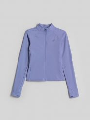 4F Bluza do jogi slim szybkoschnąca damska - niebieska M. Niebieskie bluzy damskie 4f, l, bez wzorów, z włókna, sportowe. Za 199.99 zł.