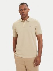 Gant Polo Shield 2210 Beżowy Regular Fit. Brązowe koszulki polo męskie GANT, m, bez wzorów, z bawełny, bez ramiączek. Za 379.99 zł.
