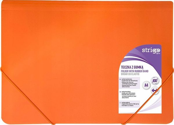 Teczka z gumką A4 PP neon pomarańczowa STRIGO. Brązowe torby i plecaki dziecięce Strigo. Za 15.74 zł.