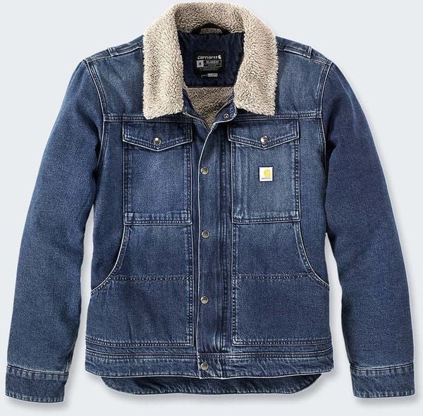 Kurtka Jeansowa Carhartt Denim Sherpa Beech. Kurtki męskie Carhartt, m, bez wzorów, z denimu, bez kaptura. Za 477.58 zł.