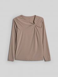 4F Longsleeve do jogi szybkoschnący damski - beżowy S. Brązowe koszulki sportowe damskie 4f, l, bez wzorów, z materiału, bez kołnierzyka, bez ramiączek, na fitness i siłownię. Za 129.99 zł.