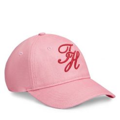 Czapka z daszkiem Tommy Hilfiger. Czerwone czapki i kapelusze damskie Tommy Hilfiger, bez wzorów. Za 177.99 zł.