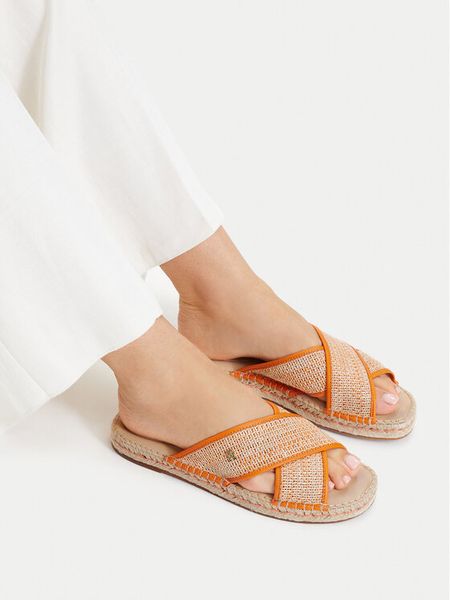 Tommy Hilfiger Klapki Monogram Espadrille FW0FW09139 Pomarańczowy. Brązowe espadryle damskie Tommy Hilfiger, bez wzorów, bez obcasa, bez zapięcia. Za 409.99 zł.