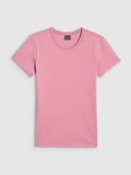 4F T-shirt slim gładki damski - różowy S. Czerwone t-shirty damskie 4f, s, bez wzorów, z bawełny, klasyczne, bez kołnierzyka. Za 49.99 zł.