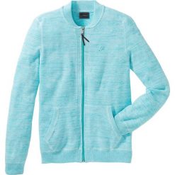 Sweter rozpinany Regular Fit bonprix morsko-biały melanż. Kardigany męskie marki bonprix. Za 37.99 zł.