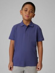 4F Koszulka polo regular chłopięca - granatowa 140 (9-10 lat). Niebieskie t-shirty dla chłopców 4f, bez wzorów, z dzianiny, bez ramiączek. Za 49.99 zł.