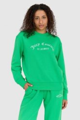JUICY COUTURE Zielona bluza damska saoirse recycled z haftowanym logo. Zielone bluzy damskie Juicy Couture, s, bez wzorów, bez kaptura. W wyprzedaży za 399.99 zł.