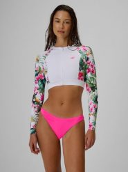4F Longsleeve do pływania i sportów wodnych z filtrem UPF50+ damski - multikolor M. Brązowe koszulki sportowe damskie 4f, l, bez wzorów, z dzianiny, bez kołnierzyka, bez ramiączek, na fitness i siłownię. Za 149.99 zł.