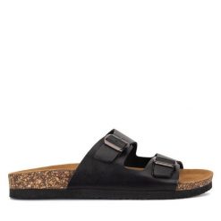 Klapki Lasocki. Czarne klapki damskie Lasocki, bez wzorów, bez obcasa. Za 119.99 zł.