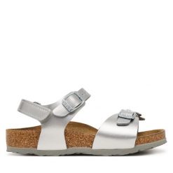 Sandały Birkenstock. Szare sandały dziewczęce Birkenstock, bez zapięcia. Za 369.99 zł.