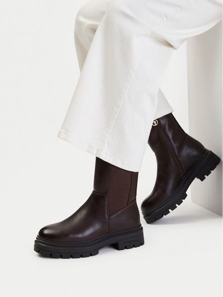 U.S. Polo Assn. Botki EO-SVETA003W/GYE1 Brązowy. Brązowe botki damskie U.S. Polo Assn., bez obcasa, na płaskiej podeszwie, bez zapięcia. Za 299.99 zł.