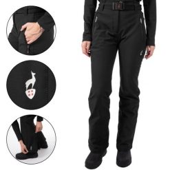 Spodnie narciarskie damskie AULP VIZUV. Czarne spodnie materiałowe damskie Aulp, bez wzorów. W wyprzedaży za 429.99 zł.