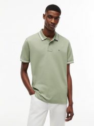 Tommy Jeans koszulka polo Mężczyźni Bawełna (100%) zielony, L. Zielone koszulki polo męskie Tommy Jeans, l, bez wzorów, z bawełny, bez kołnierzyka, bez ramiączek. Za 229.95 zł.