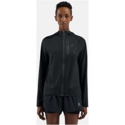 Kurtka damska ODLO Jacket ZEROWEIGHT DUAL DRY PK WATERPROOF. Czarne kurtki damskie Odlo, bez wzorów, bez kaptura, rowerowe. Za 1,299.99 zł.
