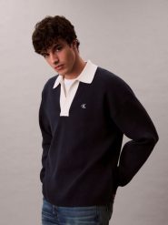 Calvin Klein Jeans sweter z dzianiny Mężczyźni niebieski, L. Niebieskie swetry przez głowę męskie Calvin Klein Jeans, l, bez wzorów, z dzianiny, bez kołnierzyka. Za 429.95 zł.