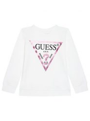Guess Bluza K74Q12 KAUG0 Biały Regular Fit. Białe bluzy dla dziewczynek Guess, z aplikacjami, z bawełny, bez ramiączek, bez kaptura. Za 139.99 zł.