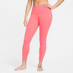 Spodnie gimnastyczne damskie Nike DM7023894. Czerwone legginsy damskie Nike, bez wzorów, z materiału, na jogę i pilates. Za 189.99 zł.