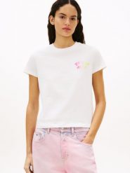 Tommy Jeans Koszulka Kobiety Bawełna biały, S. Białe t-shirty damskie Tommy Jeans, s, bez wzorów, z bawełny, bez kołnierzyka. Za 119.95 zł.
