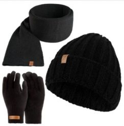 Zestaw męski brødrene czapka szal rękawiczki P1227 czarny. Czarne rękawiczki męskie na zimę, bez wzorów, eleganckie. Za 128.99 zł.