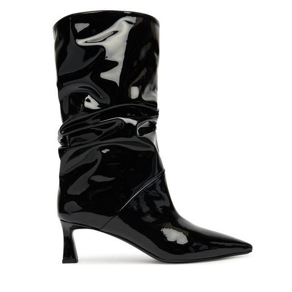 Botki Pollini. Czarne botki damskie Pollini, bez obcasa, na słupku, bez zapięcia. Za 2,459.00 zł.