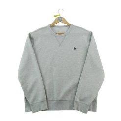 Second life - Bluza męska Double-Knit - Stan dobry. Szare bluzy męskie Ralph Lauren, l, bez wzorów, z dzianiny, bez kaptura, na fitness i siłownię. Za 186.06 zł.