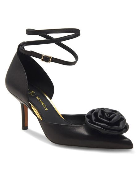 Eva Minge Szpilki ROSE-V1520-15 Czarny. Czarne szpilki damskie Eva Minge, bez wzorów, ze skóry, bez obcasa, bez zapięcia. Za 383.00 zł.