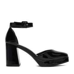 Czółenka JENNY. Czarne czółenka damskie Jenny, bez wzorów, bez obcasa, bez zapięcia. Za 159.99 zł.