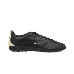 Buty piłkarskie Kipsta 100 Turf TF. Czarne buty sportowe męskie KIPSTA, z poliesteru, bez zapięcia, do piłki nożnej. W wyprzedaży za 49.99 zł.
