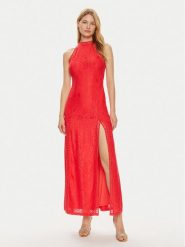 Guess Sukienka letnia W2YK96 K3I20 Czerwony Regular Fit. Czerwone sukienki damskie Guess, na lato, l, z aplikacjami, z syntetyku, bez kołnierzyka, bez ramiączek. Za 379.99 zł.