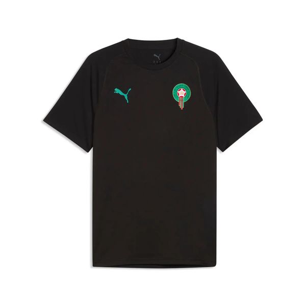T-shirt treningowy Maroc 2026. Czarne t-shirty męskie Puma, xs, bez wzorów, z materiału, eleganckie, bez kołnierzyka. Za 178.90 zł.