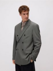 Marynarka slim fit z domieszką wiskozy - szary. Szare marynarki męskie Reserved, bez wzorów, z tkaniny. Za 359.99 zł.