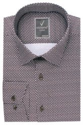 Koszula Wizytowa z Prostym Krojem - Victorio - Brąz, Drobny Wzór. Koszule męskie Victorio, bez wzorów, z bawełny, eleganckie, bez kołnierzyka, bez ramiączek. Za 159.00 zł.