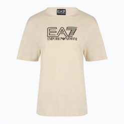 Koszulka damska EA7 Emporio Armani Train Visibility. Brązowe koszulki sportowe damskie EA7 Emporio Armani, l, bez wzorów, z bawełny, bez kołnierzyka, bez ramiączek, na fitness i siłownię. Za 189.99 zł.