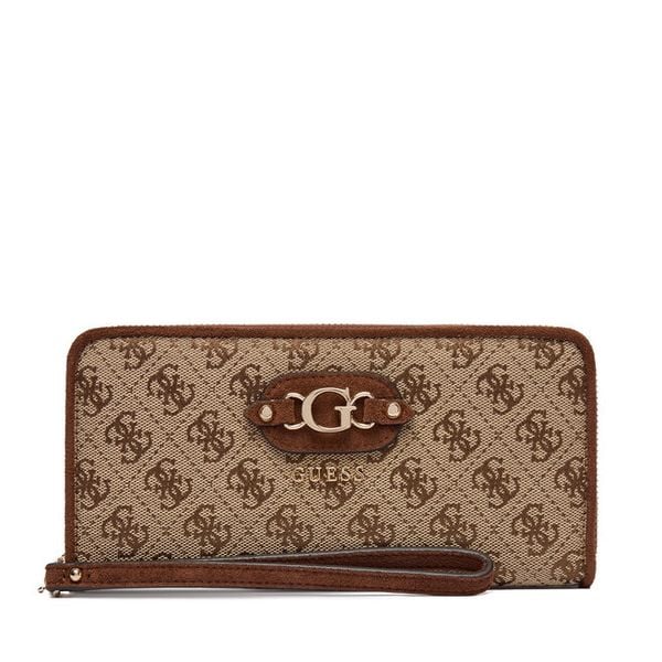 Portfel Guess. Brązowe portfele damskie Guess, z aplikacjami. Za 294.99 zł.
