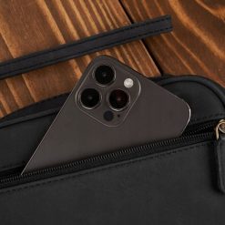 Paolo Peruzzi Saszetka męska skórzana do ręki vintage czarna T-129-HBL. Czarne saszetki męskie Paolo Peruzzi, vintage. Za 181.27 zł.