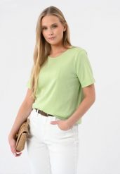 Grubsza, bawełniana koszulka TM-LUPINA. Zielone t-shirty damskie Volcano, m, bez wzorów, z bawełny, bez kołnierzyka. Za 59.99 zł.