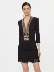Elisabetta Franchi Sukienka koktajlowa AB-501-37E2-V780 Czarny Regular Fit. Czarne sukienki damskie Elisabetta Franchi, bez wzorów, z syntetyku, wizytowe, bez kołnierzyka, bez ramiączek. Za 2,099.00 zł.