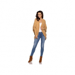Stylowy kardigan oversize LS238. Brązowe kardigany damskie Lemoniade. Za 169.90 zł.