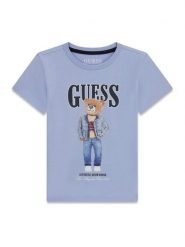 Guess T-Shirt N6RI05 K8HM4 Niebieski Regular Fit. Niebieskie t-shirty dla chłopców Guess, z aplikacjami, z bawełny, bez ramiączek. Za 99.99 zł.
