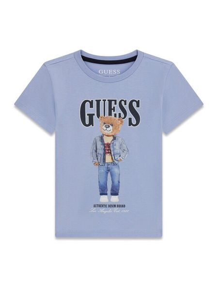 Guess T-Shirt N6RI05 K8HM4 Niebieski Regular Fit. Niebieskie t-shirty dla chłopców Guess, z aplikacjami, z bawełny, bez ramiączek. Za 99.99 zł.