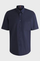 Koszula BOSS Relegant 6 short M BLU (50537331-418). Niebieskie koszule męskie Boss, l, bez wzorów, sportowe, bez kołnierzyka, bez ramiączek. Za 269.00 zł.