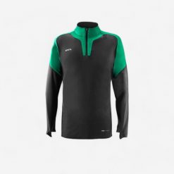 Bluza piłkarska Kipsta Viralto Club na krótki suwak. Szare bluzy męskie KIPSTA, xl, bez wzorów, z elastanu, bez kaptura, do piłki nożnej. Za 99.99 zł.