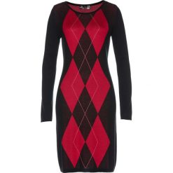 Sukienka dzianinowa bonprix czarno-czerwony. Sukienki damskie marki bonprix. Za 129.99 zł.